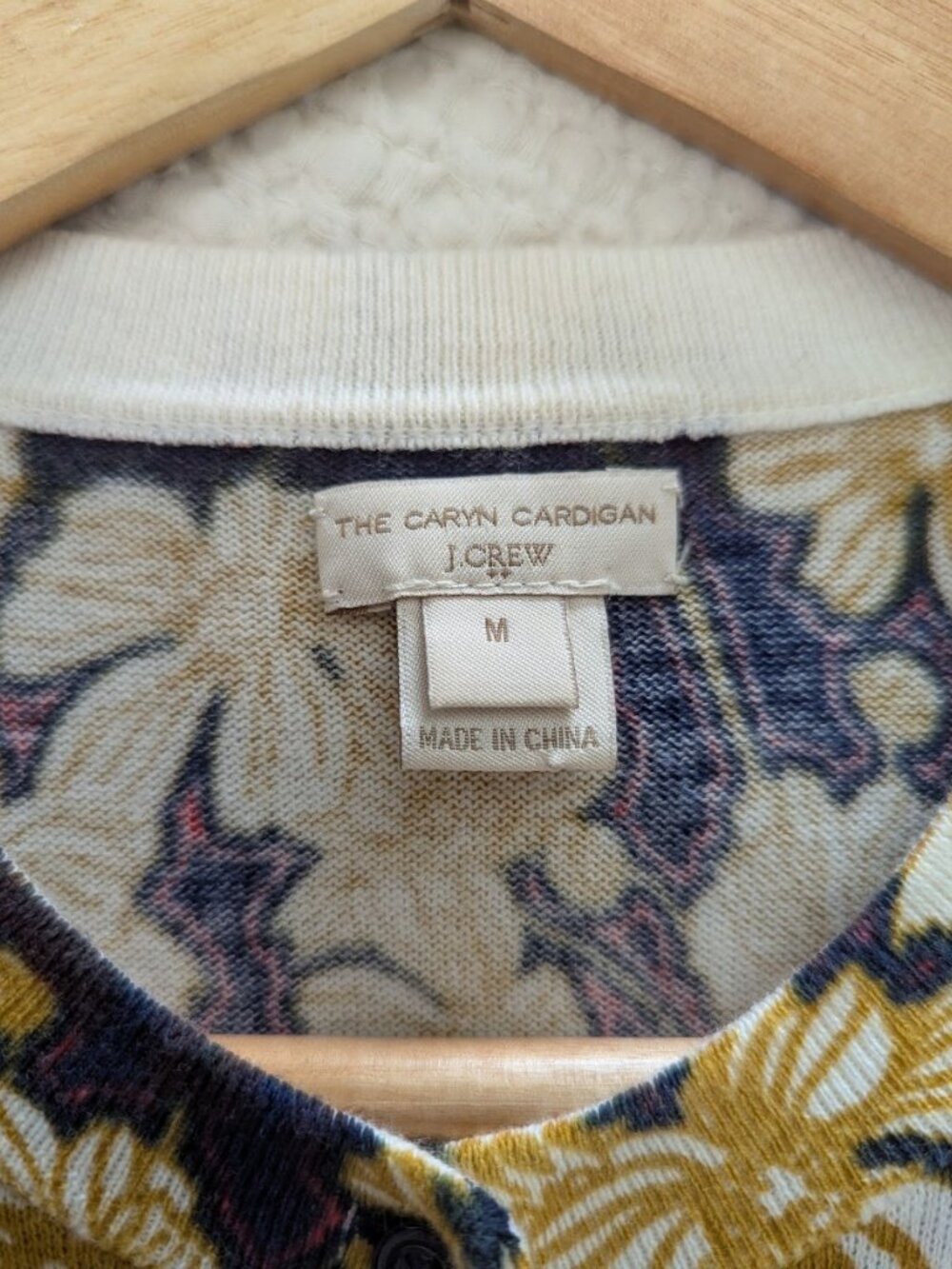 J.Crew M Cotton Floral Knitted Cardigan Navy Botanical Print Brunch Cottagecore - Picture 2 of 14